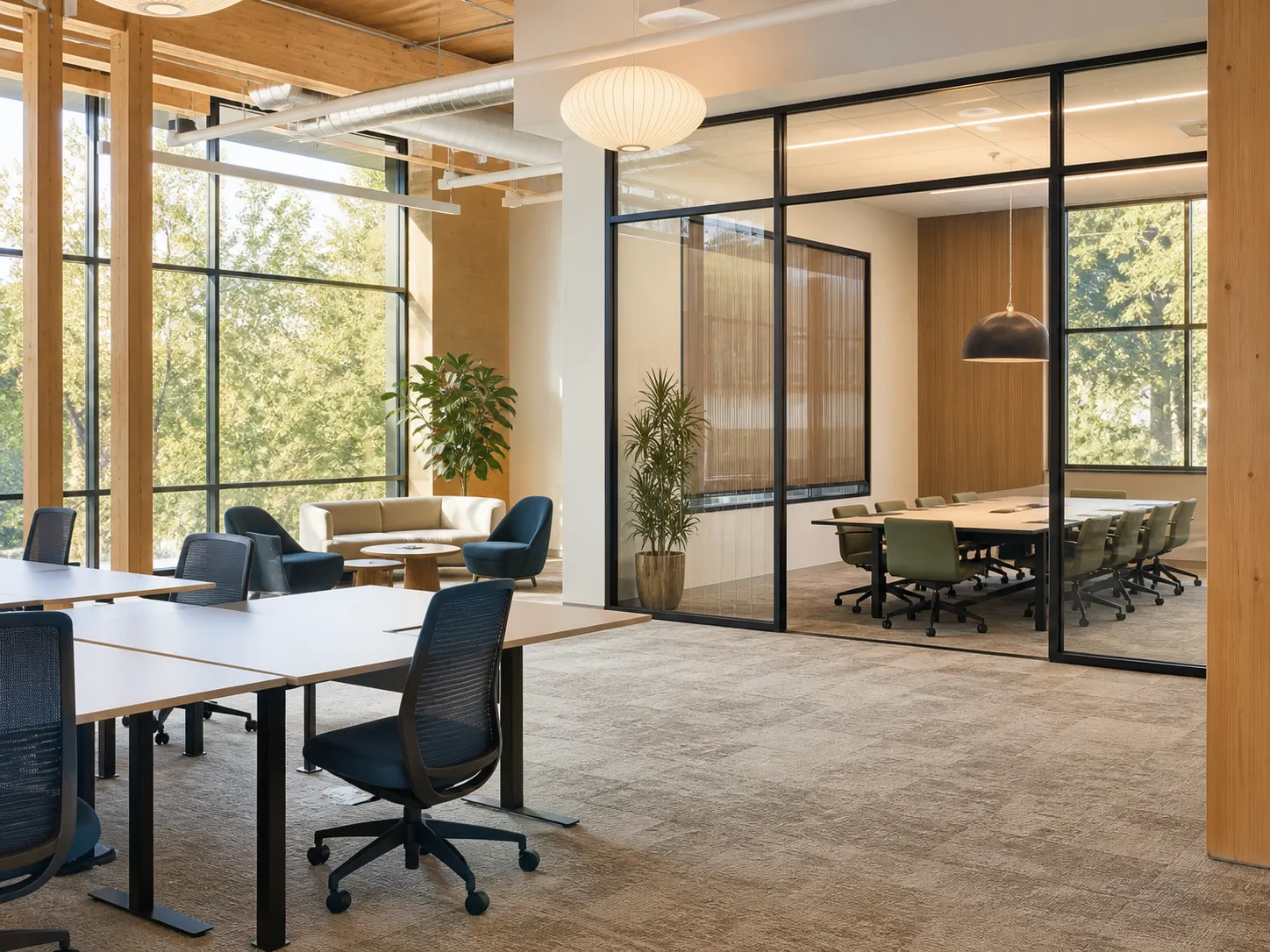 Clean research office collaboration space in Davis