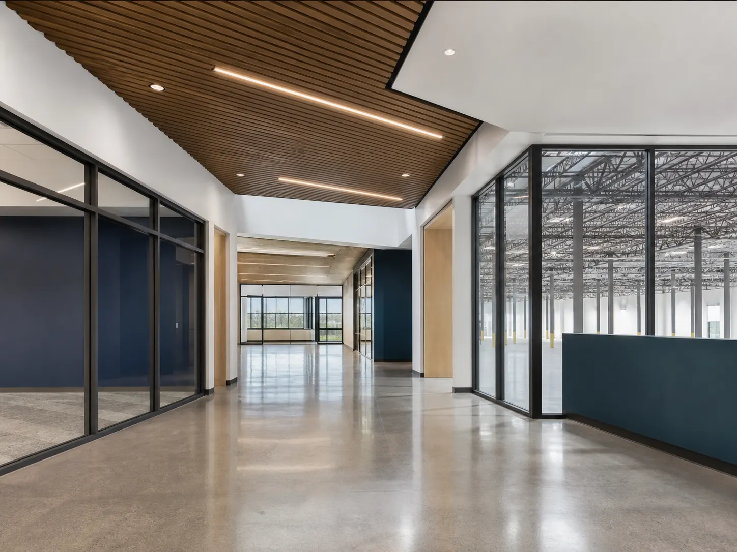 Clean logistics administration corridor in Lathrop