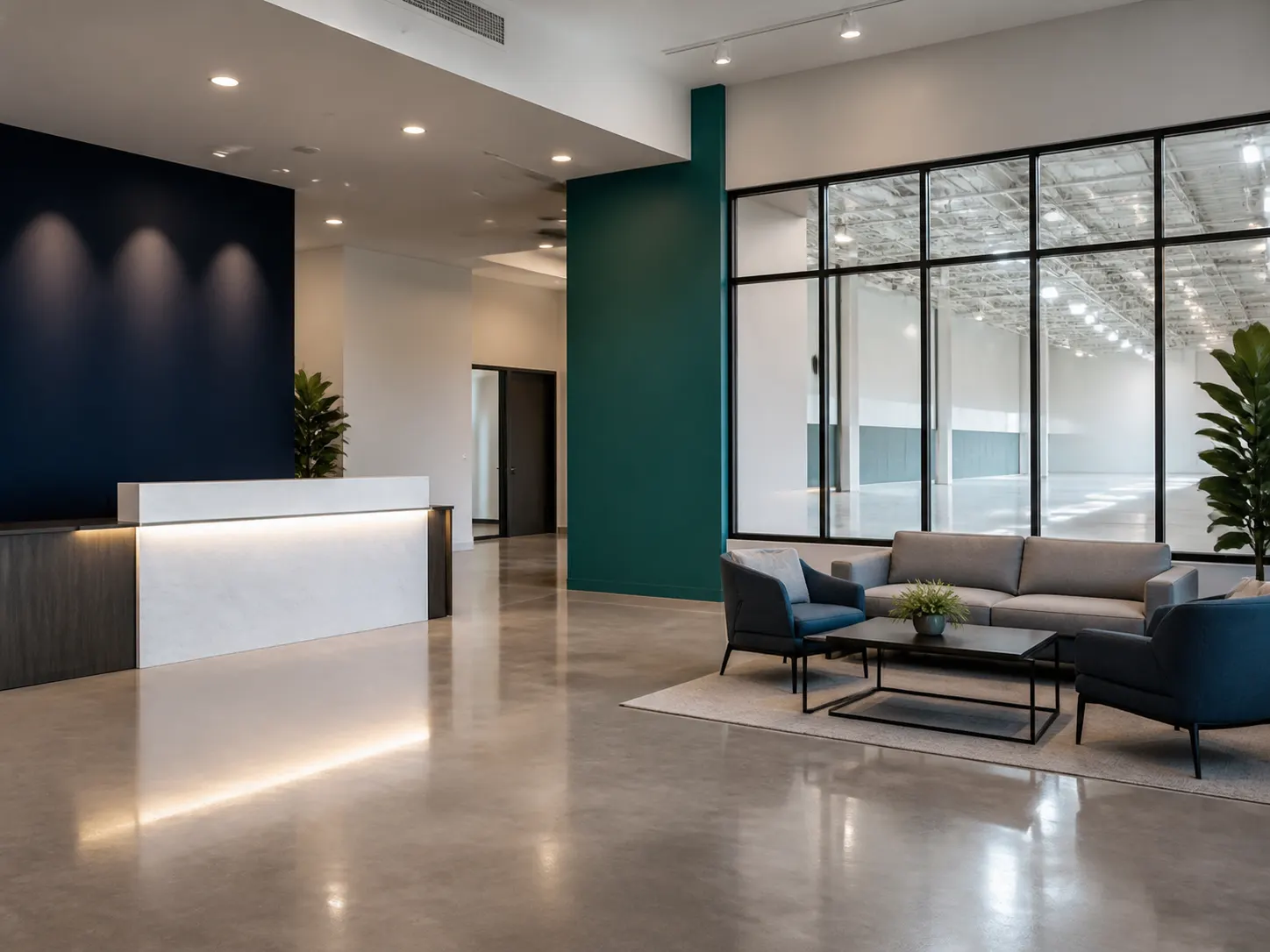 Clean distribution administration lobby in Manteca