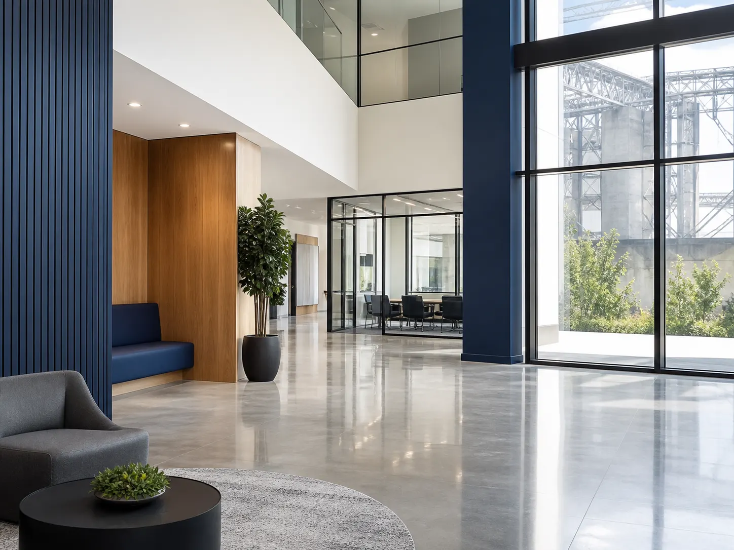 Clean port logistics administration lobby in Stockton